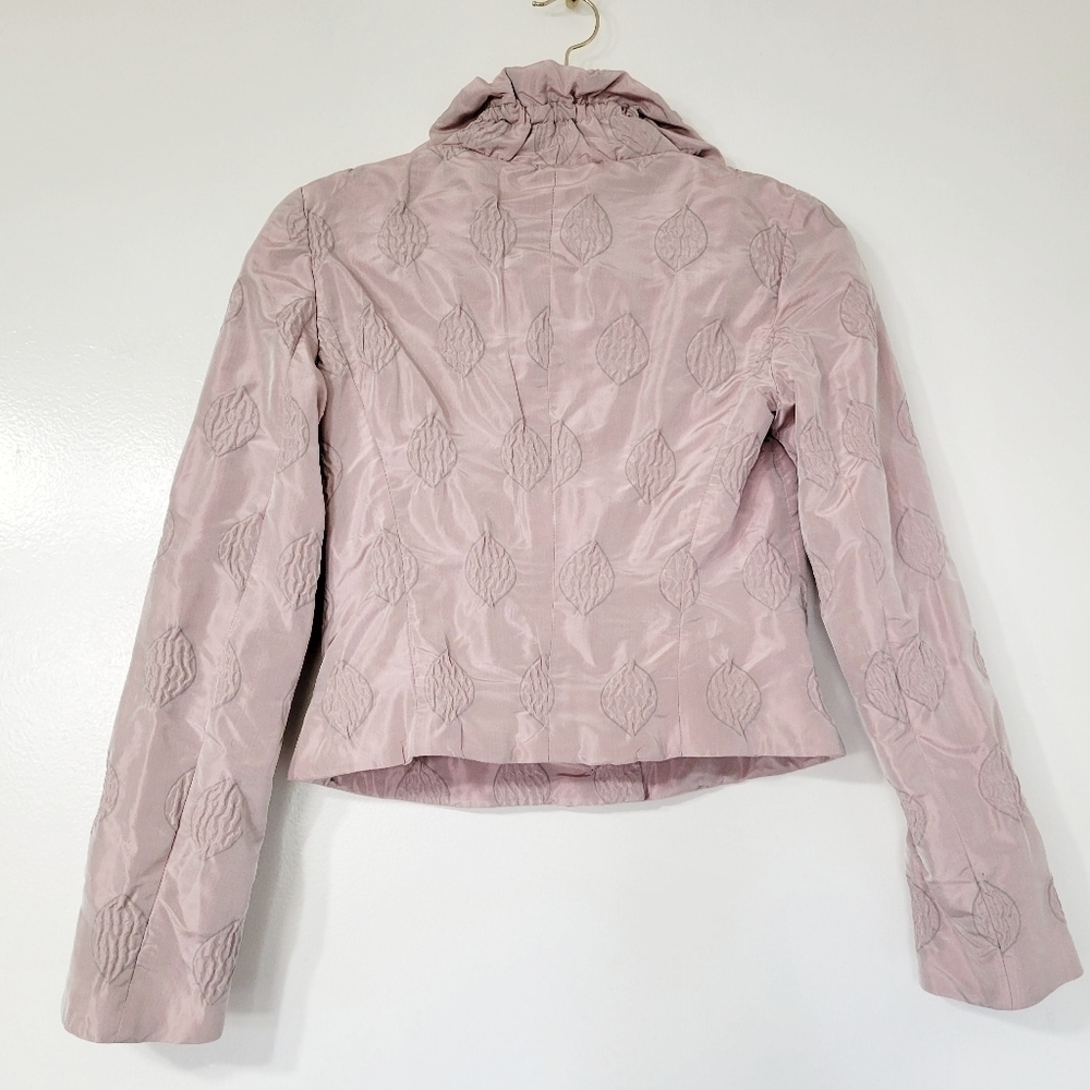 Giorgio Armani Metallic Dusty Pink Short Fashion Leaf Jacket Size 8 - Picture 2 of 11